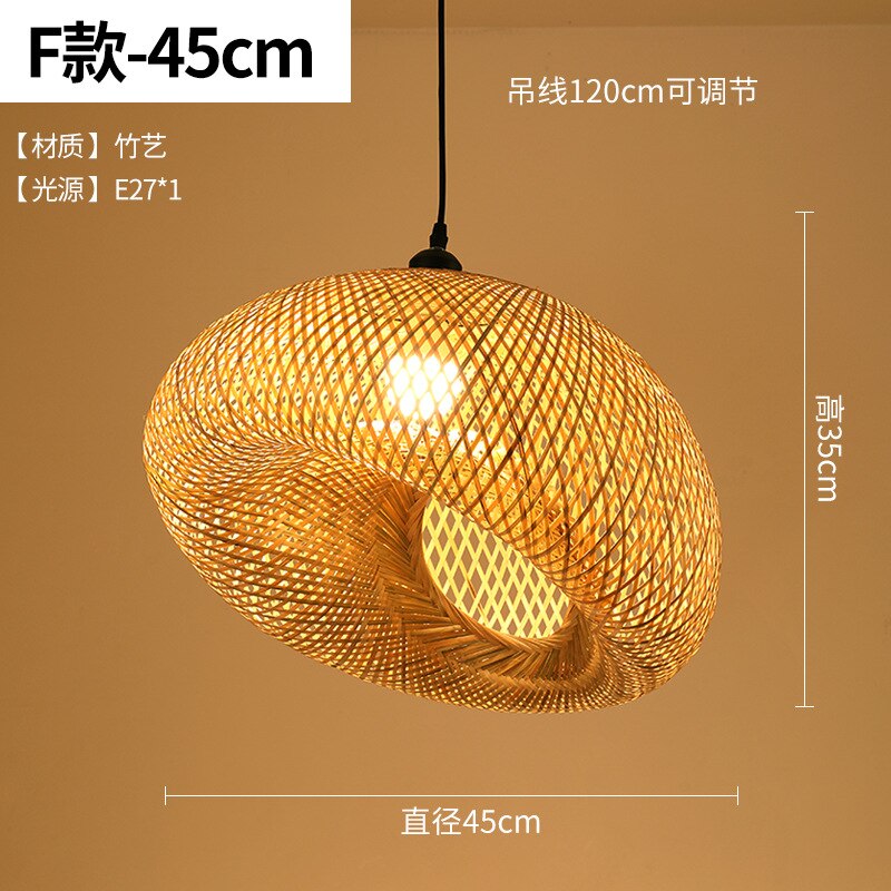 ZK50 LED Handmade Rattan Chandelier Round Straw Hat Bamboo Lamp Pastoral Vintage Restaurant Chandelie Light for Cafe Bar E27 E26