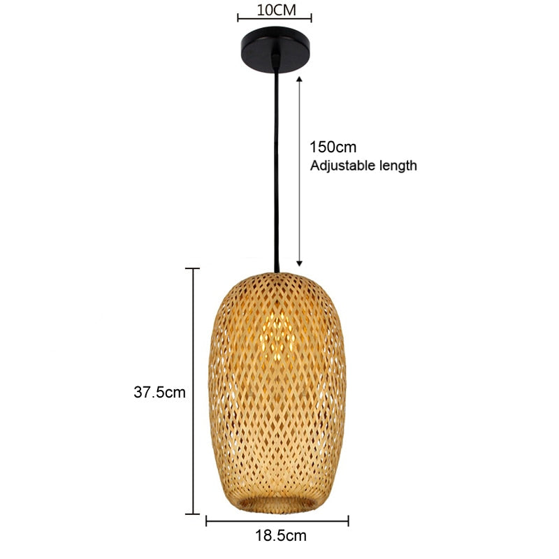 Hot Sale Bamboo Pendant Lamp Restaurant Bamboo vine Lampshade Chandeliers Pendant Lights HandmadeNatural Rattan Wicker E27 LED