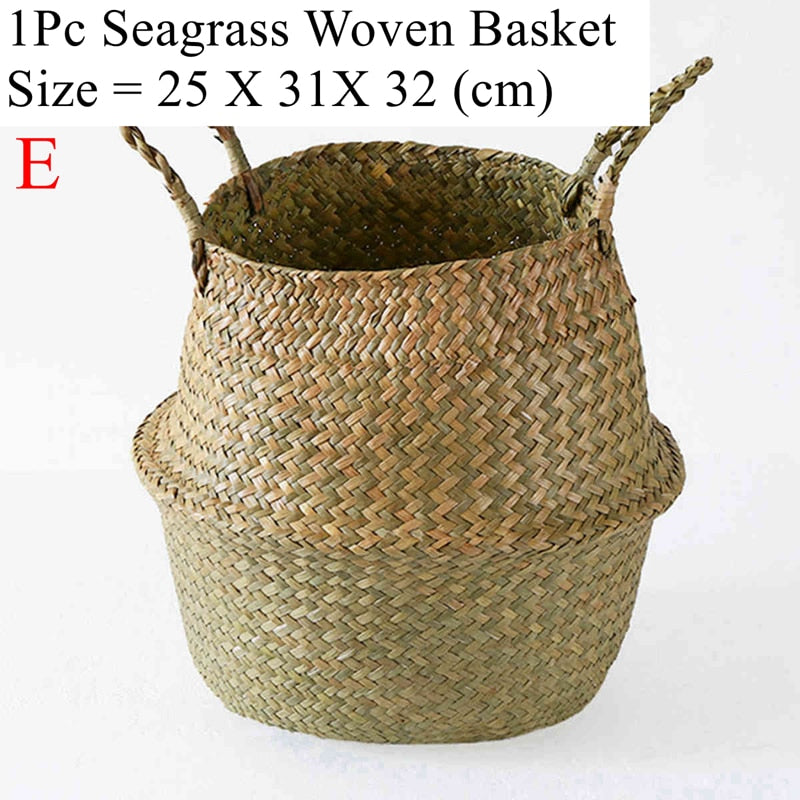 Handmade Rattan Seagrass Plant Storage Basket