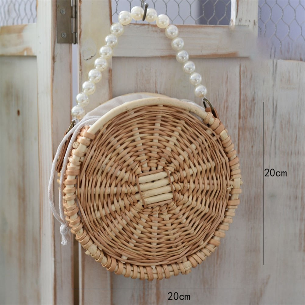 Bohemia Handmade Rattan Pearl Handbag