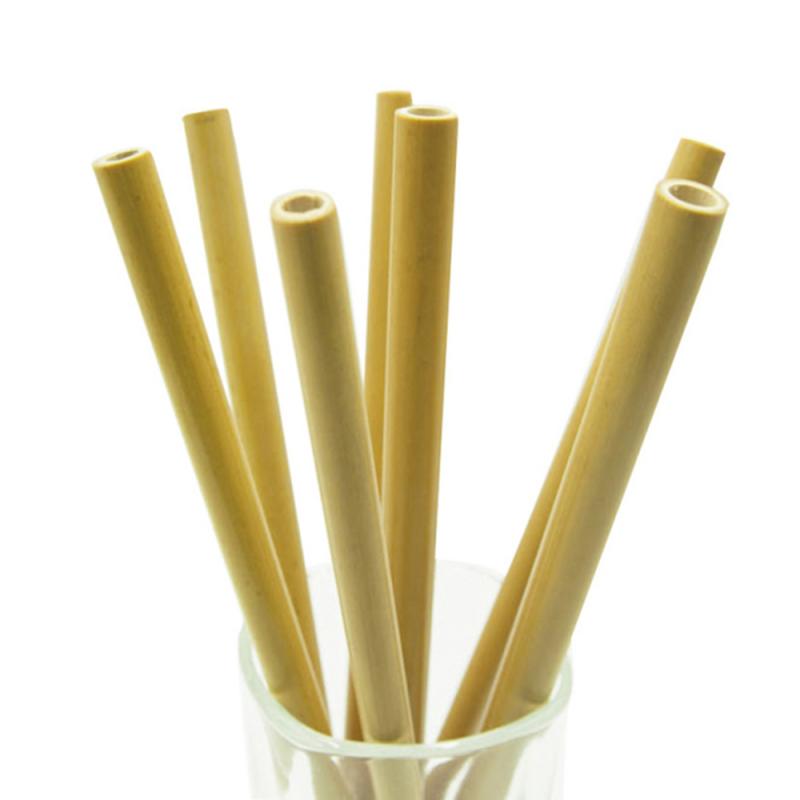 Handmade Rattan Bamboo Reusable Eco Bar Straws with Cleaning Brush