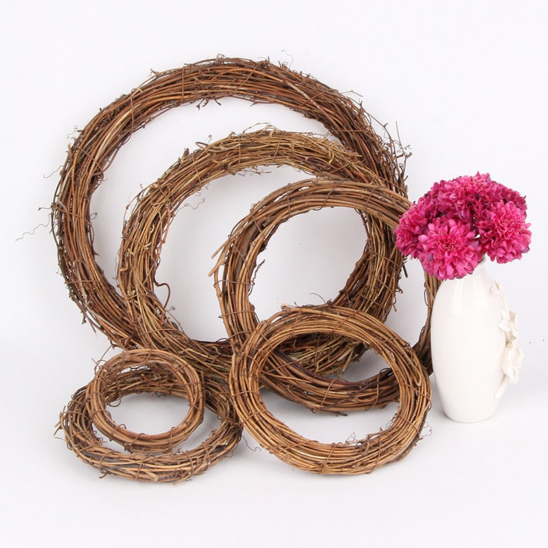 Handmade Rattan Wreath with Pine Branches Home Decor
