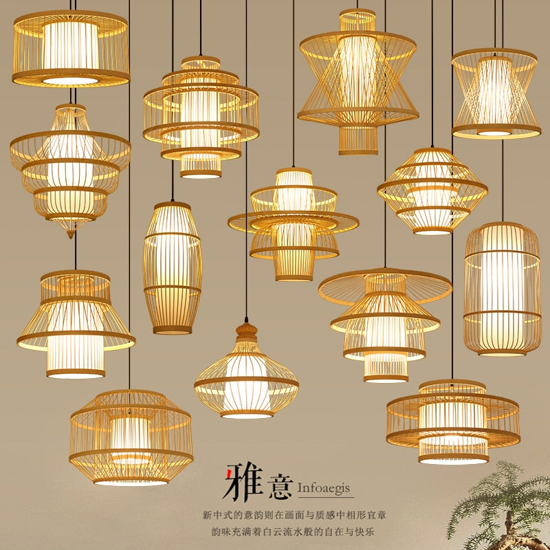ZK50 Natural Bamboo Pendant Lamp Creative Bamboo Pendant Lantern Bamboo Art Rattan Lamp Handmade Art Decoration Lamp