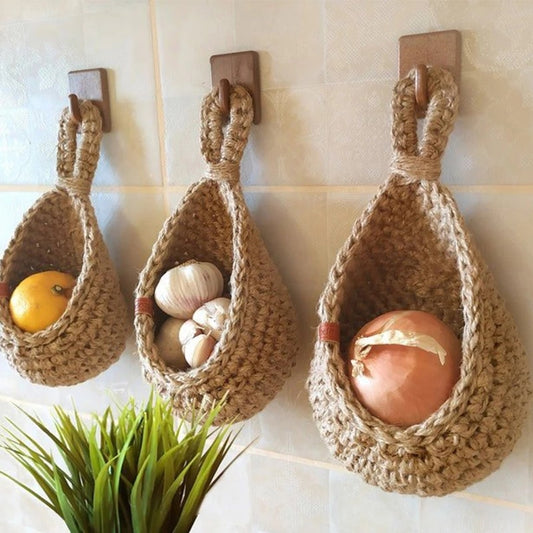 Handmade Rattan Hanging Vegetable and Fruit Basket