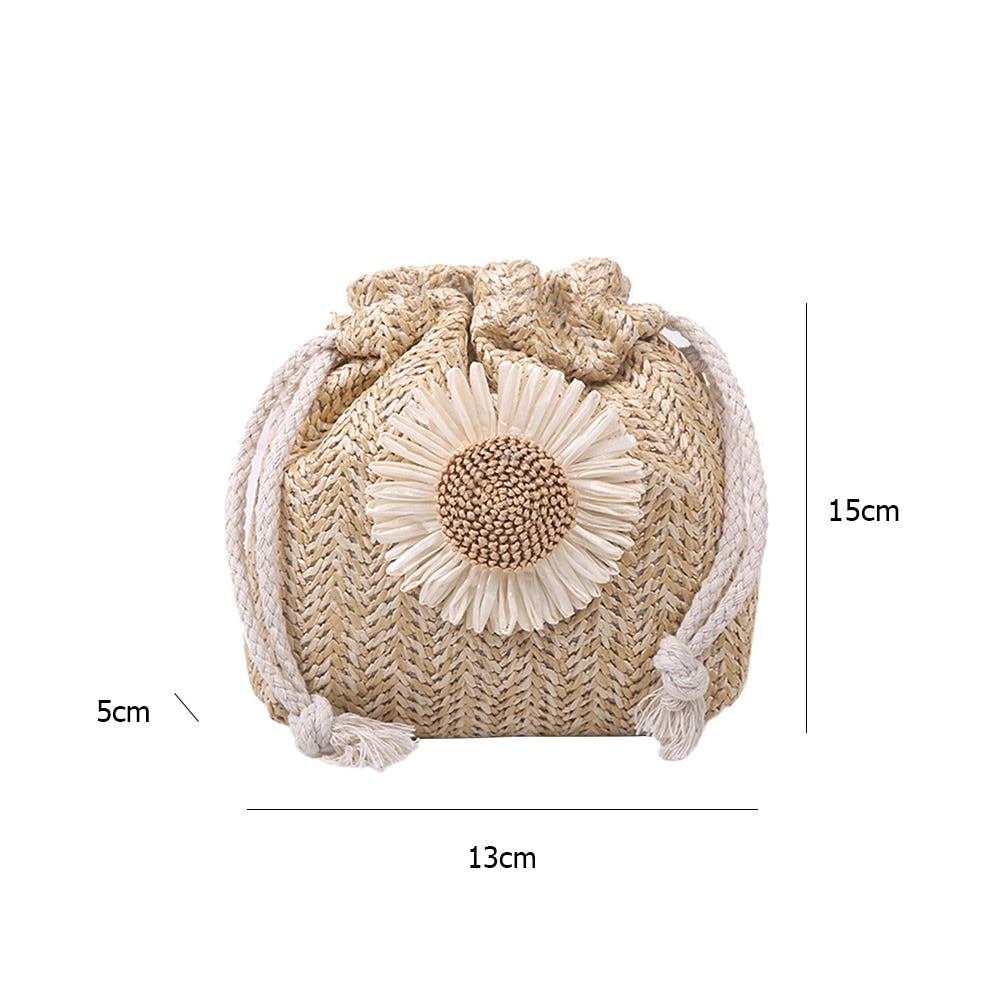 Handmade Rattan Sunflower Woven Bag