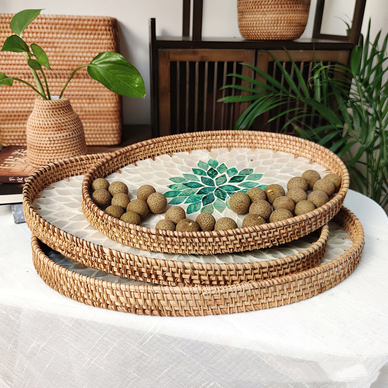 Handmade Rattan Woven Breakfast Serving Tray