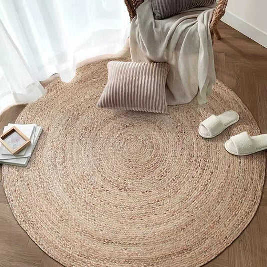 Hand-woven Round Carpet Cane Woven Floor Mat Bedside Bedroom Natural Water Reed Grass Mat Woven Living Room Coffee Table Mat