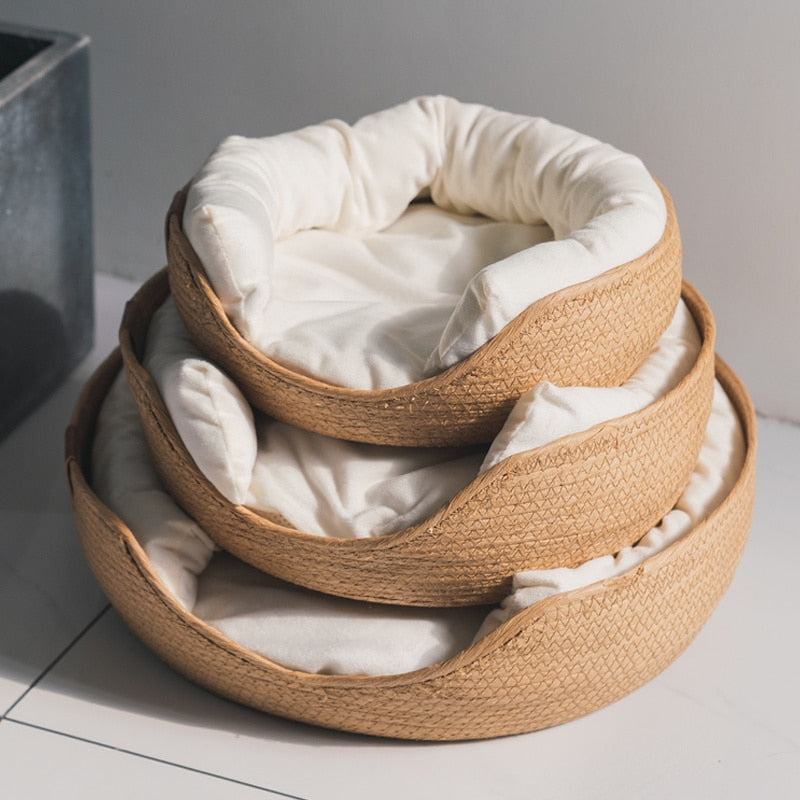 Handmade Rattan Bamboo Cozy Cat Bed Sleeping Beauty