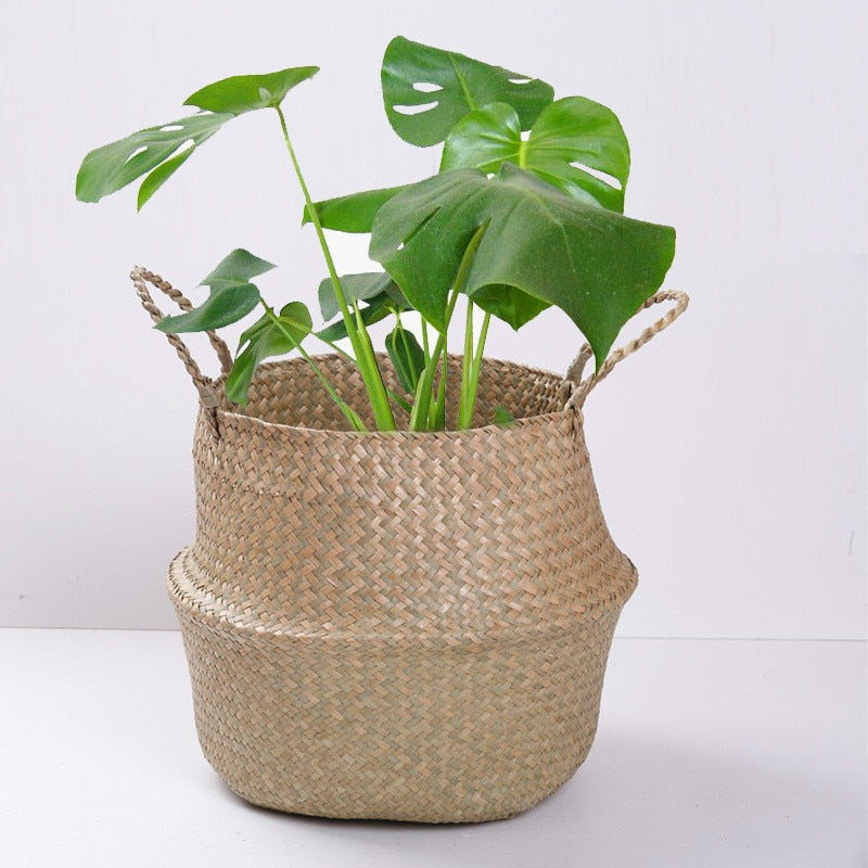 Handmade Rattan Bamboo Foldable Flower Pot Seagrass