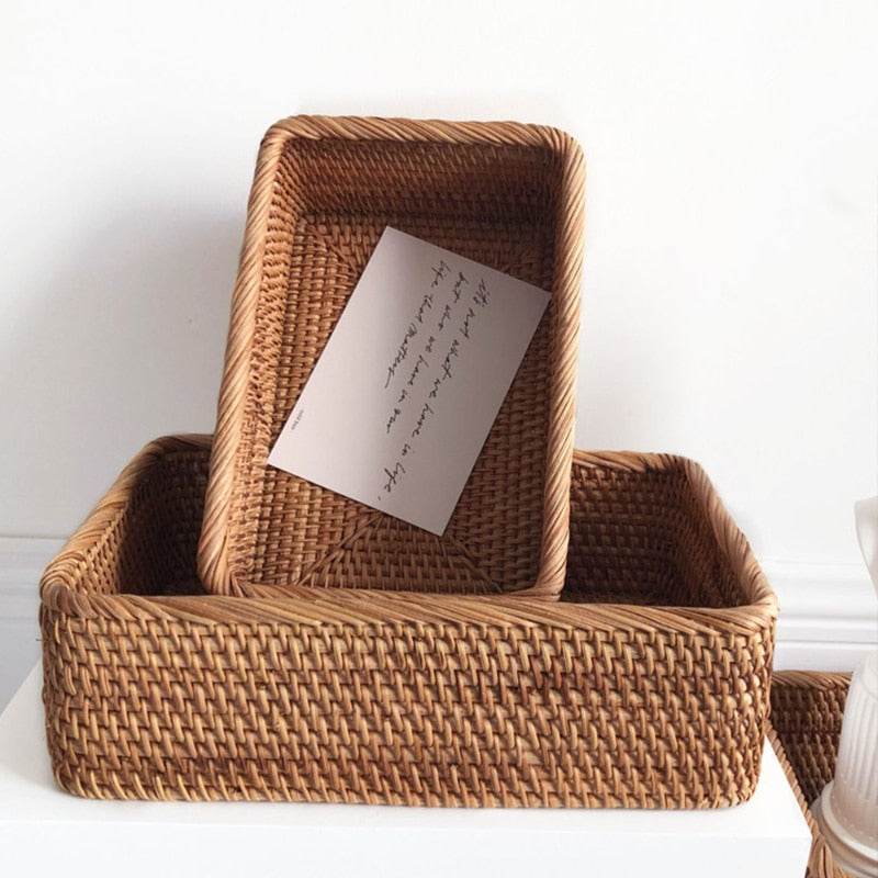 Handmade Rattan Cosmetics Storage Basket